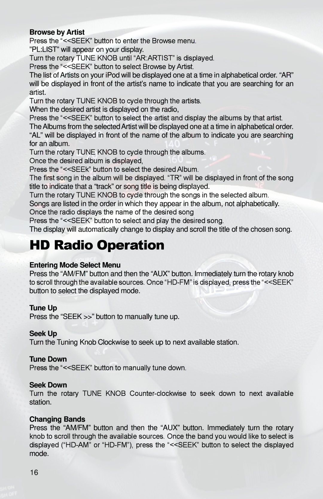 iSimple PGHNI2 owner manual HD Radio Operation 