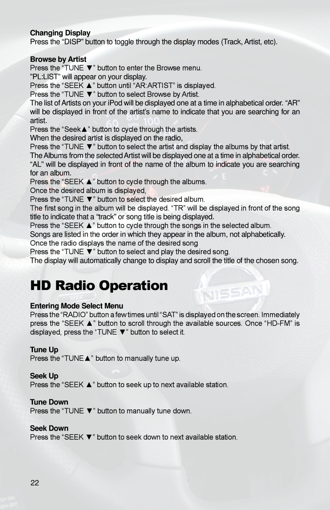 iSimple PGHNI2 owner manual HD Radio Operation 