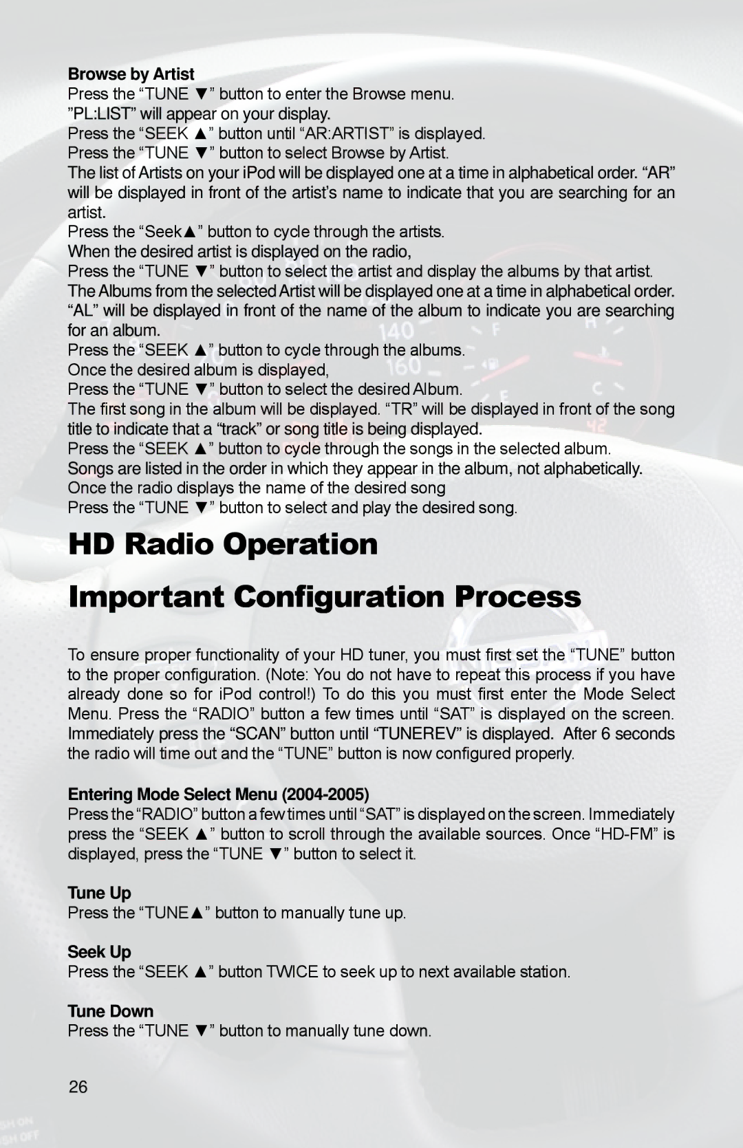 iSimple PGHNI2 owner manual HD Radio Operation Important Configuration Process 