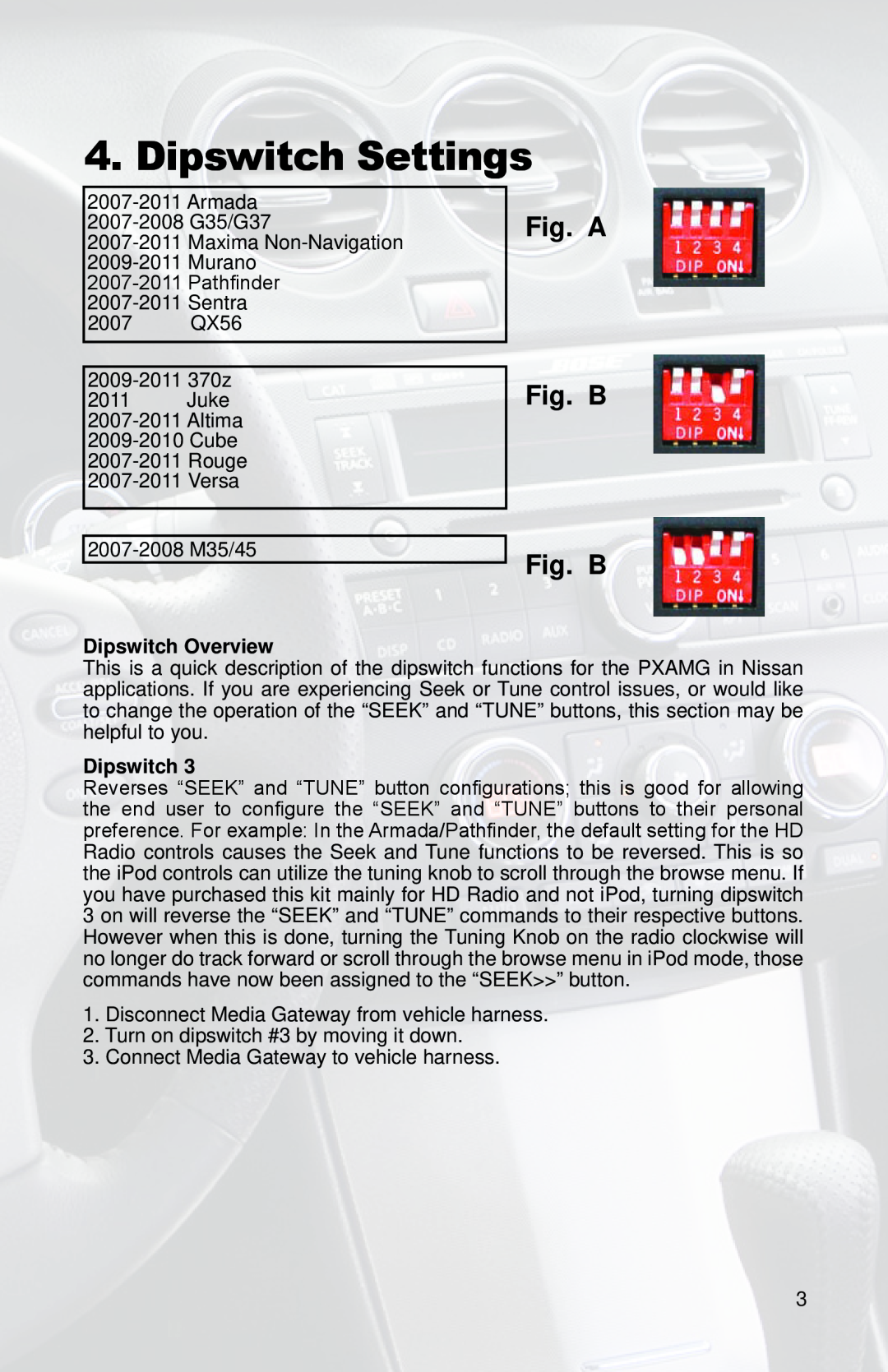 iSimple PGHNI2 owner manual Dipswitch Settings, Fig. A, Fig. B 