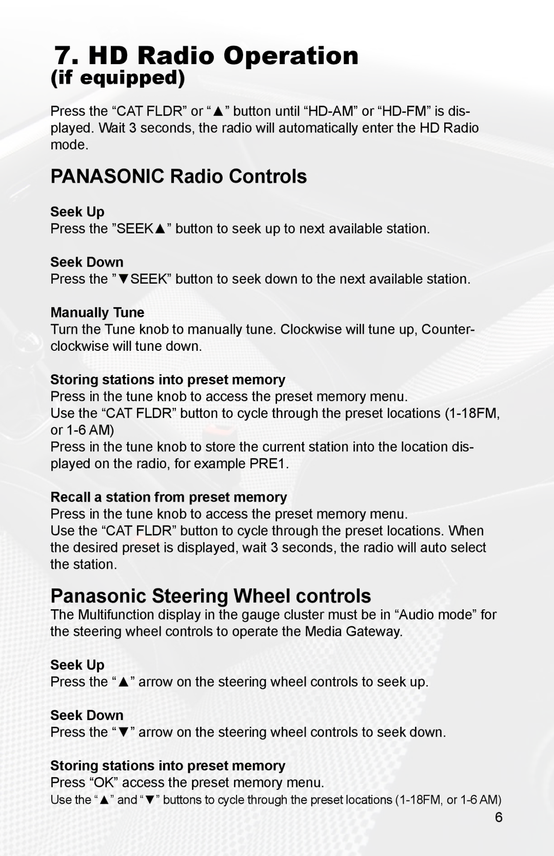 iSimple PGHVW1 owner manual HD Radio Operation 