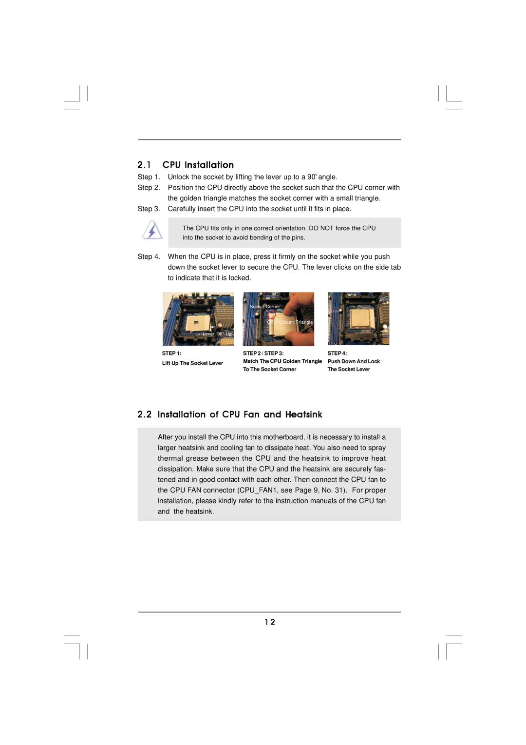 ISonic K8NF4G-SATA2 manual CPU Installation, Installation of CPU Fan and Heatsink 