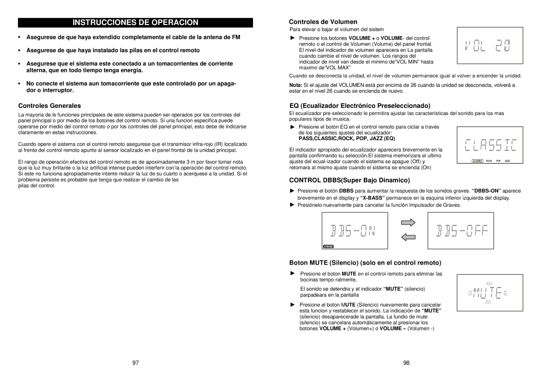 iSymphony M110 user manual Instrucciones DE Operacion 