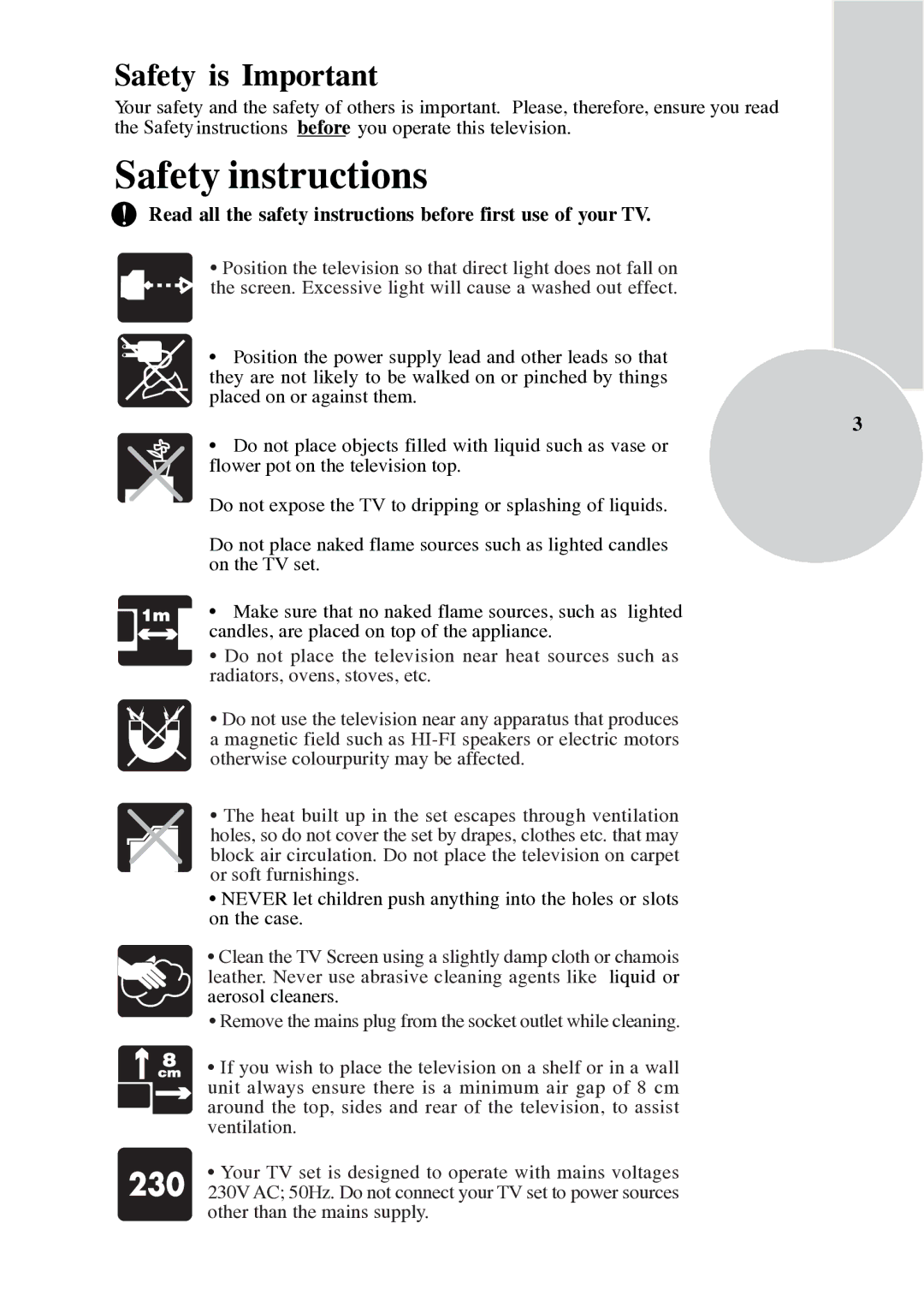 ITT 29-100-1 ST manual Safety is Important, Read all the safety instructions before first use of your TV 