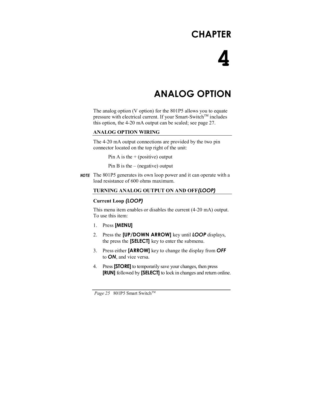 ITT 801P5 operation manual Chapter Analog Option 