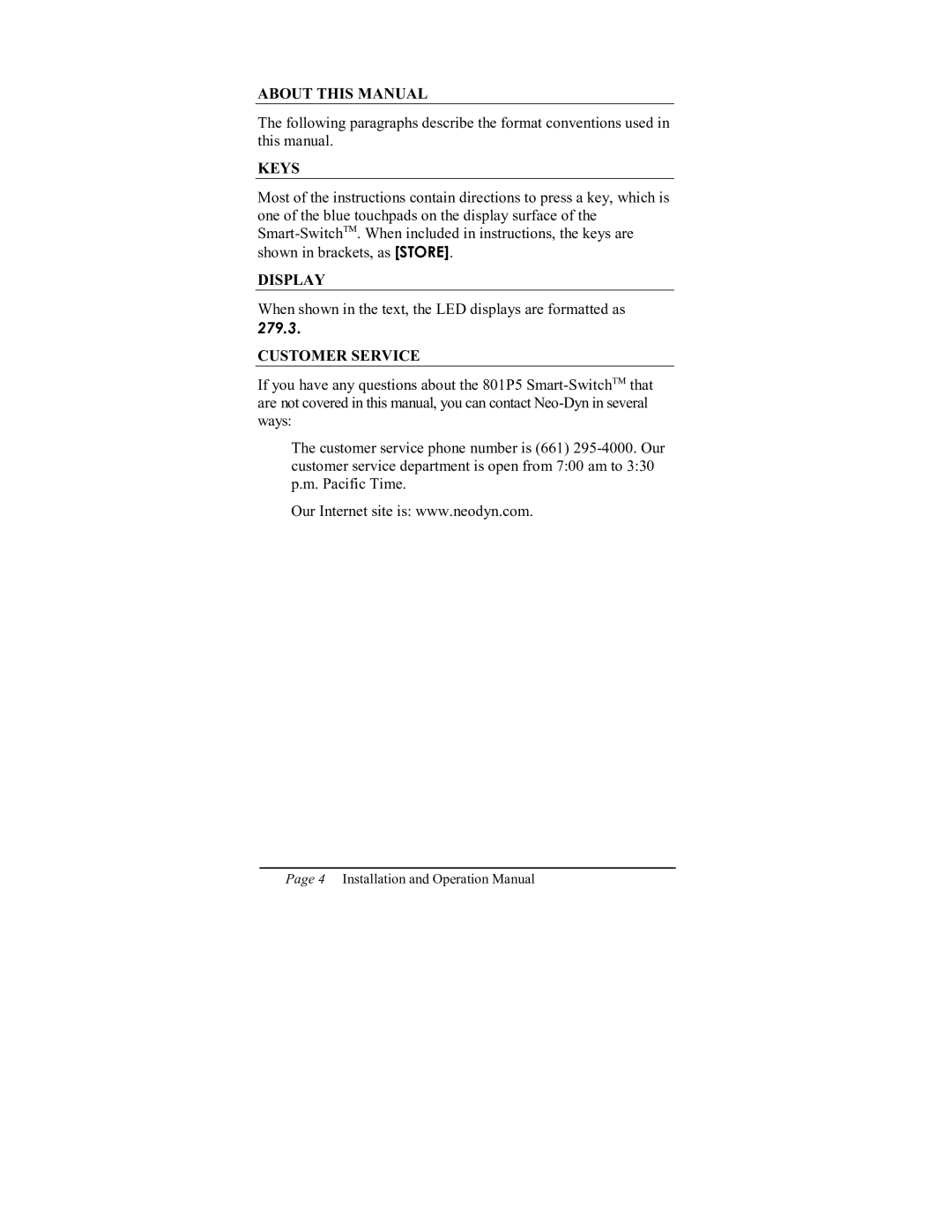 ITT 801P5 operation manual When shown in the text, the LED displays are formatted as 