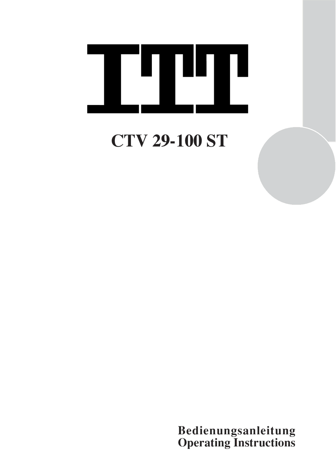 ITT CTV 29-100 ST operating instructions 