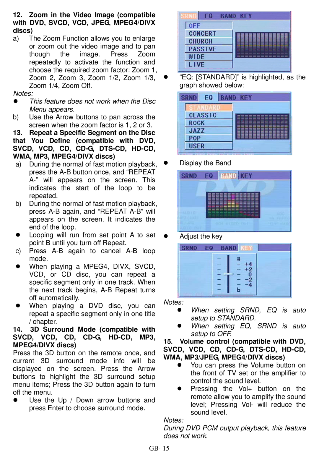 ITT DVD 10-101DX user manual This feature does not work when the Disc Menu appears 