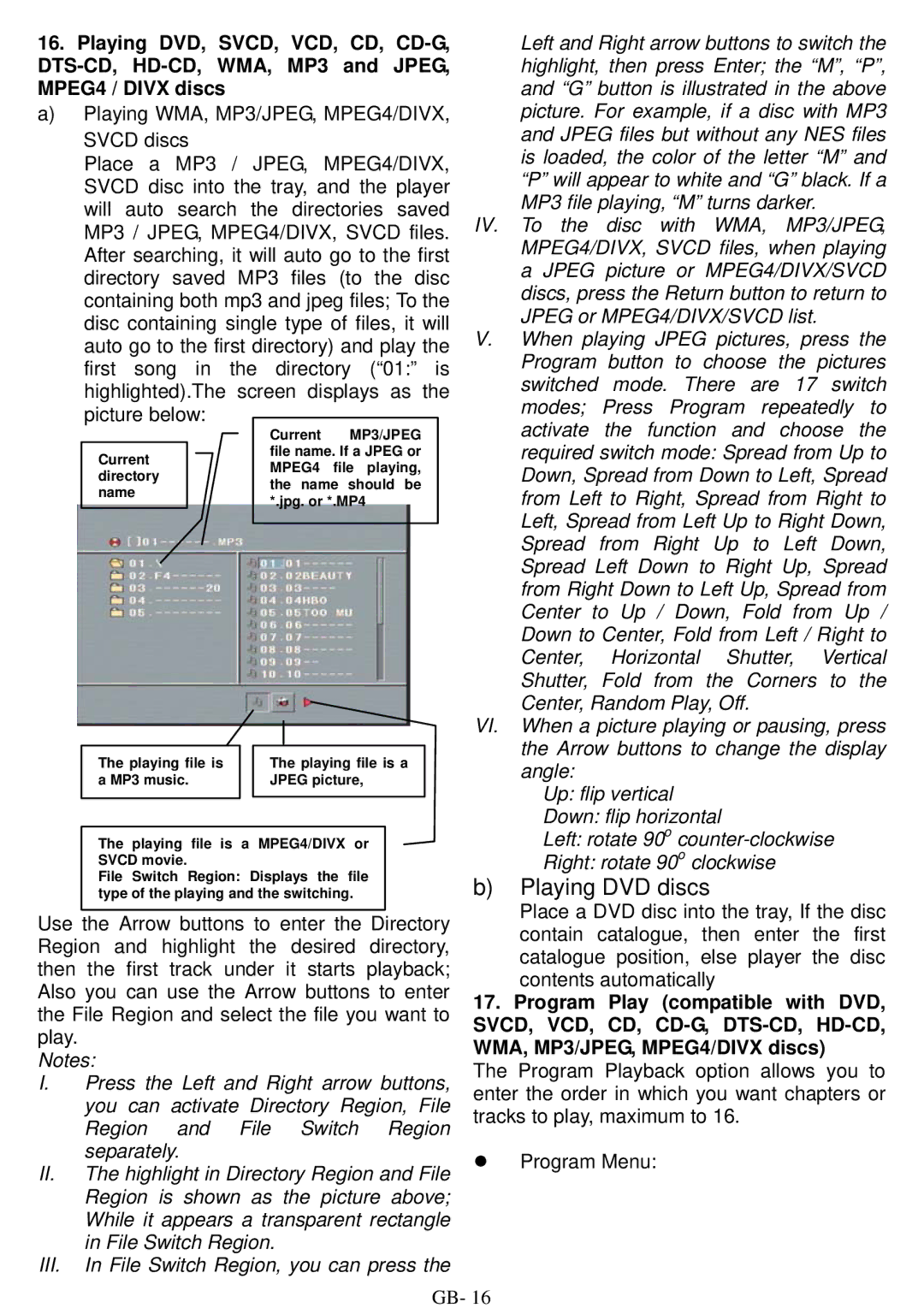 ITT DVD 10-101DX user manual Playing DVD discs 