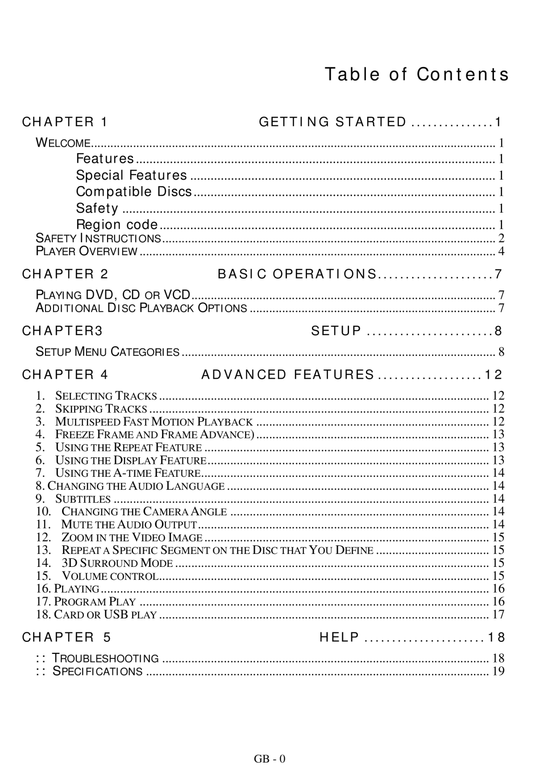 ITT DVD 10-101DX user manual Table of Contents 