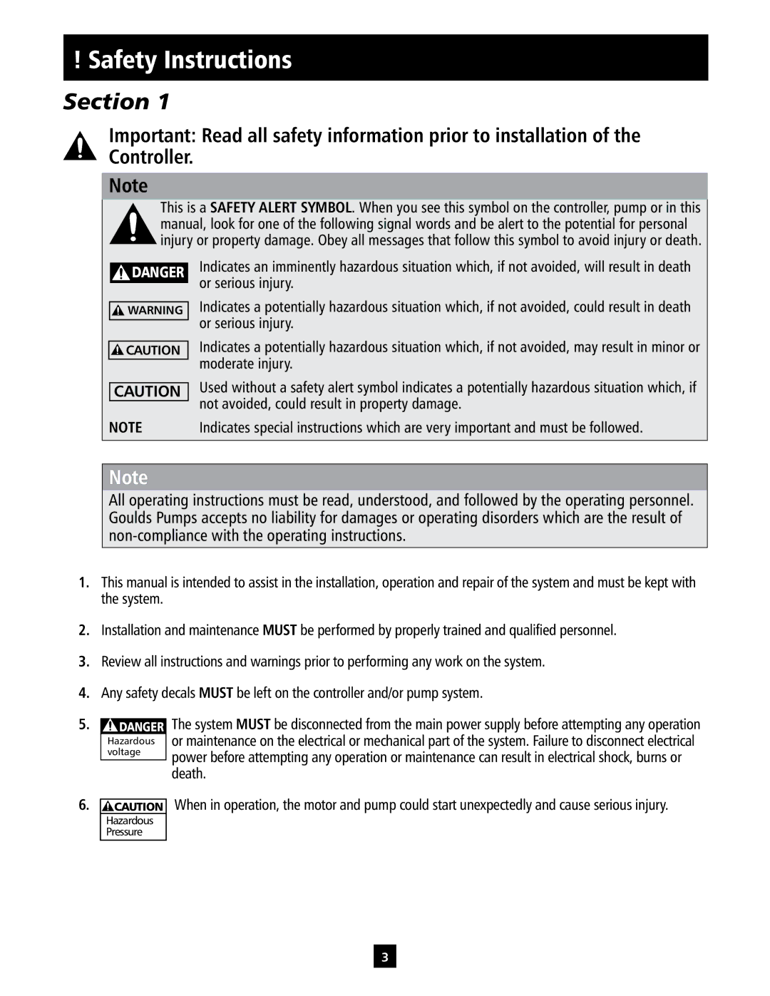 ITT IM213 manual Safety Instructions, Death 