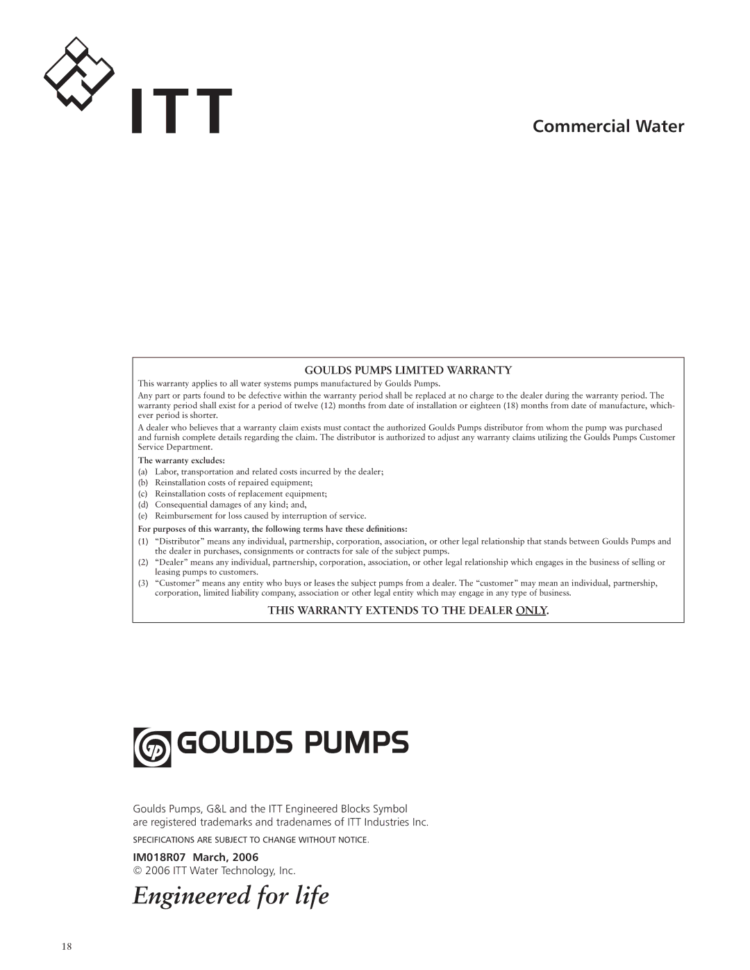 ITT SSV manual IM018R07 March 