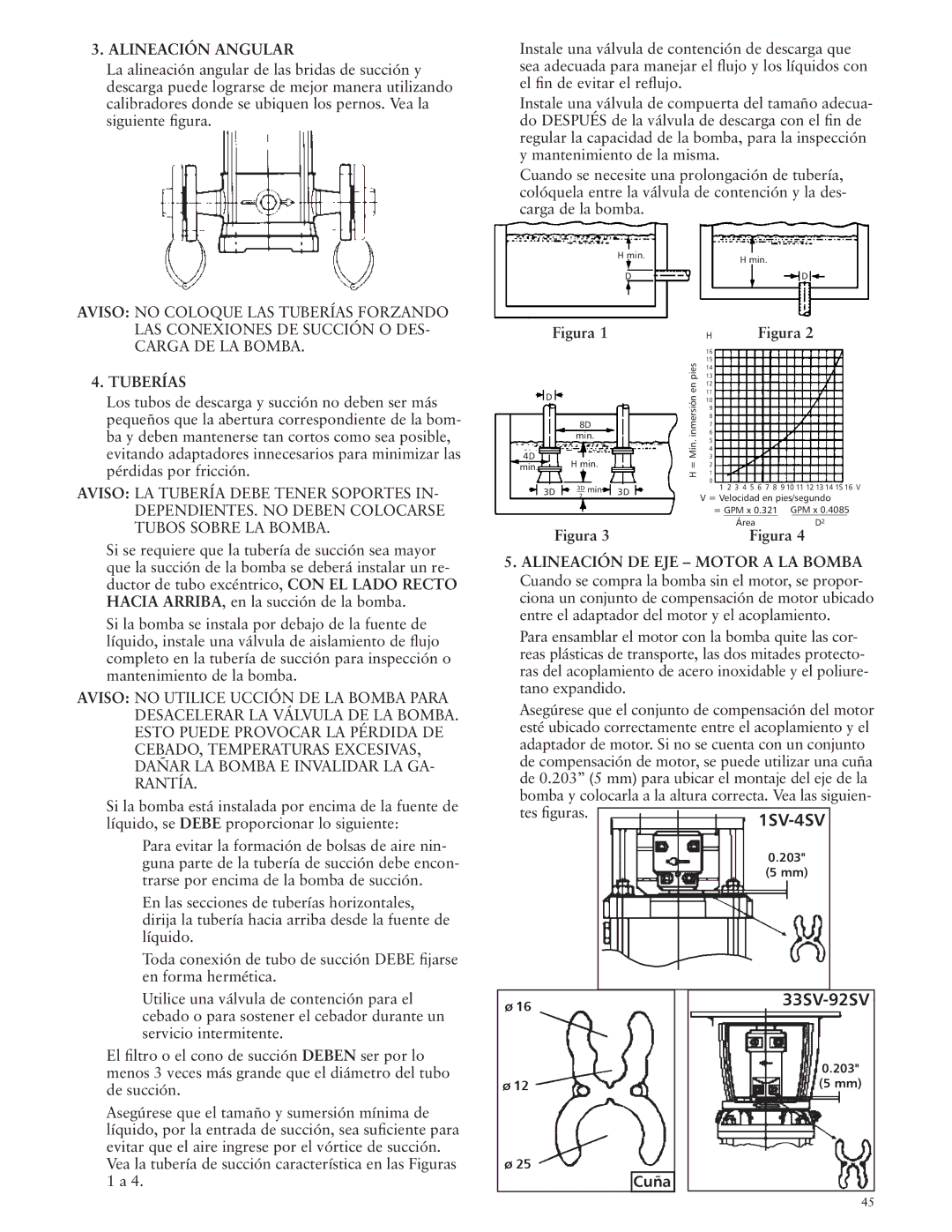 ITT SSV manual Alineación Angular, Tuberías 