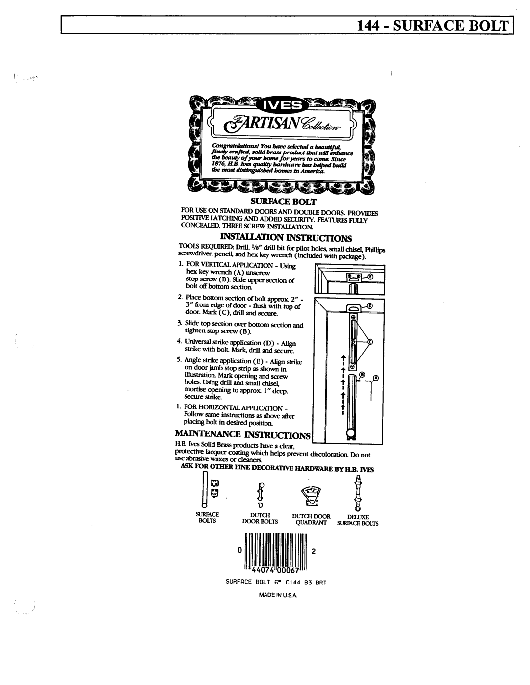 Ives 144 manual 