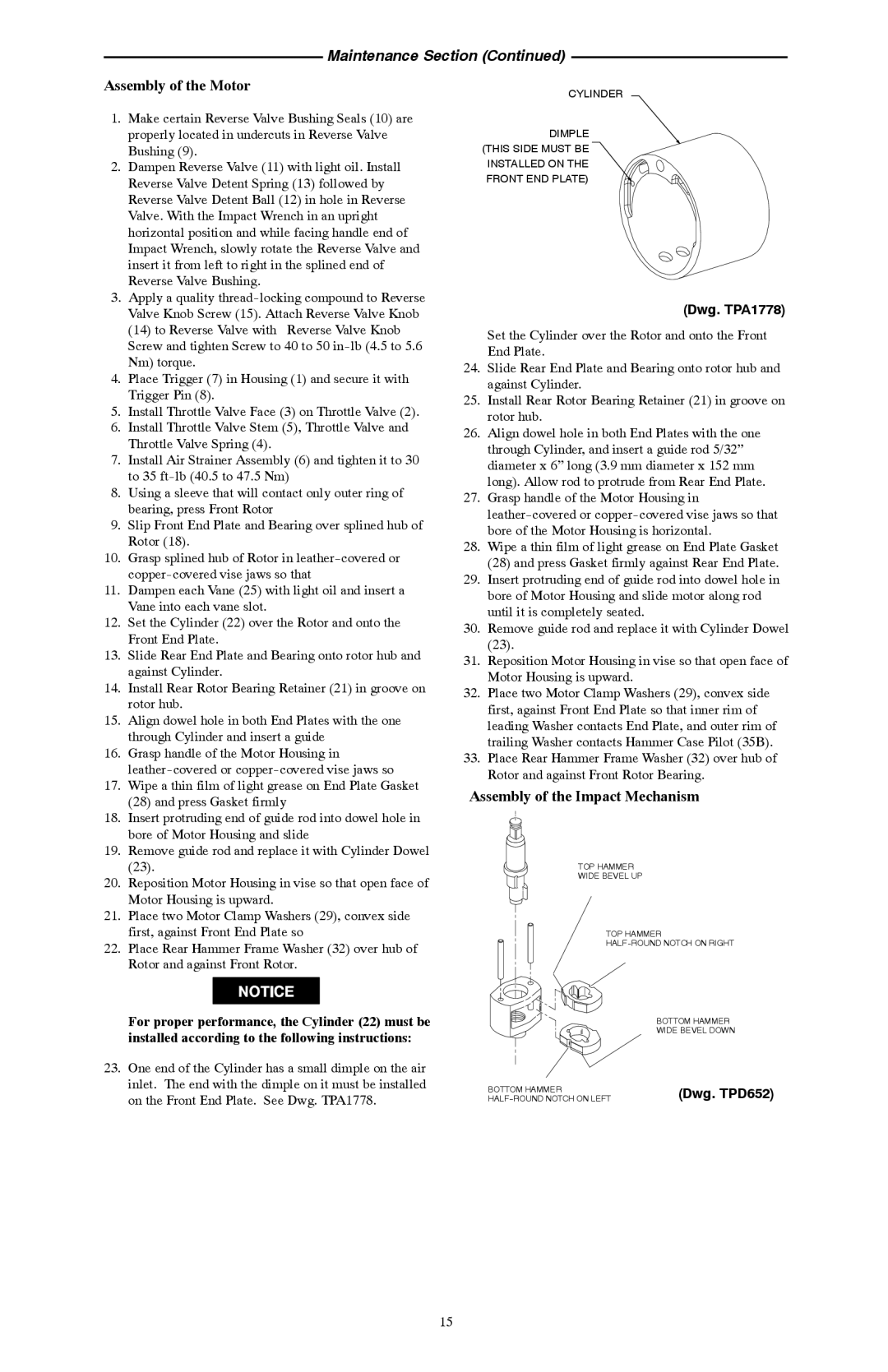 Ives 232TGSL manual Maintenance Section, Dwg. TPA1778, Dwg. TPD652 