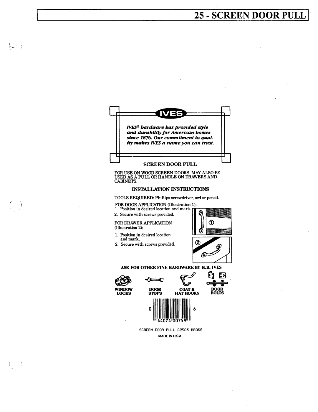 Ives 25 manual 