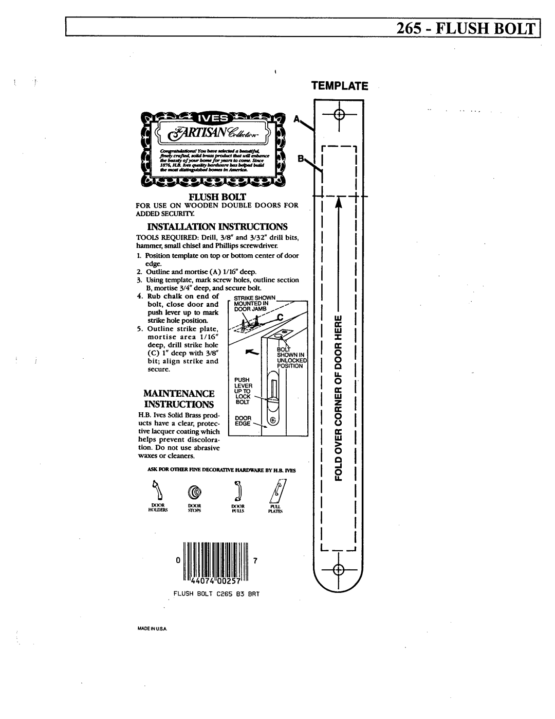 Ives 265 manual 