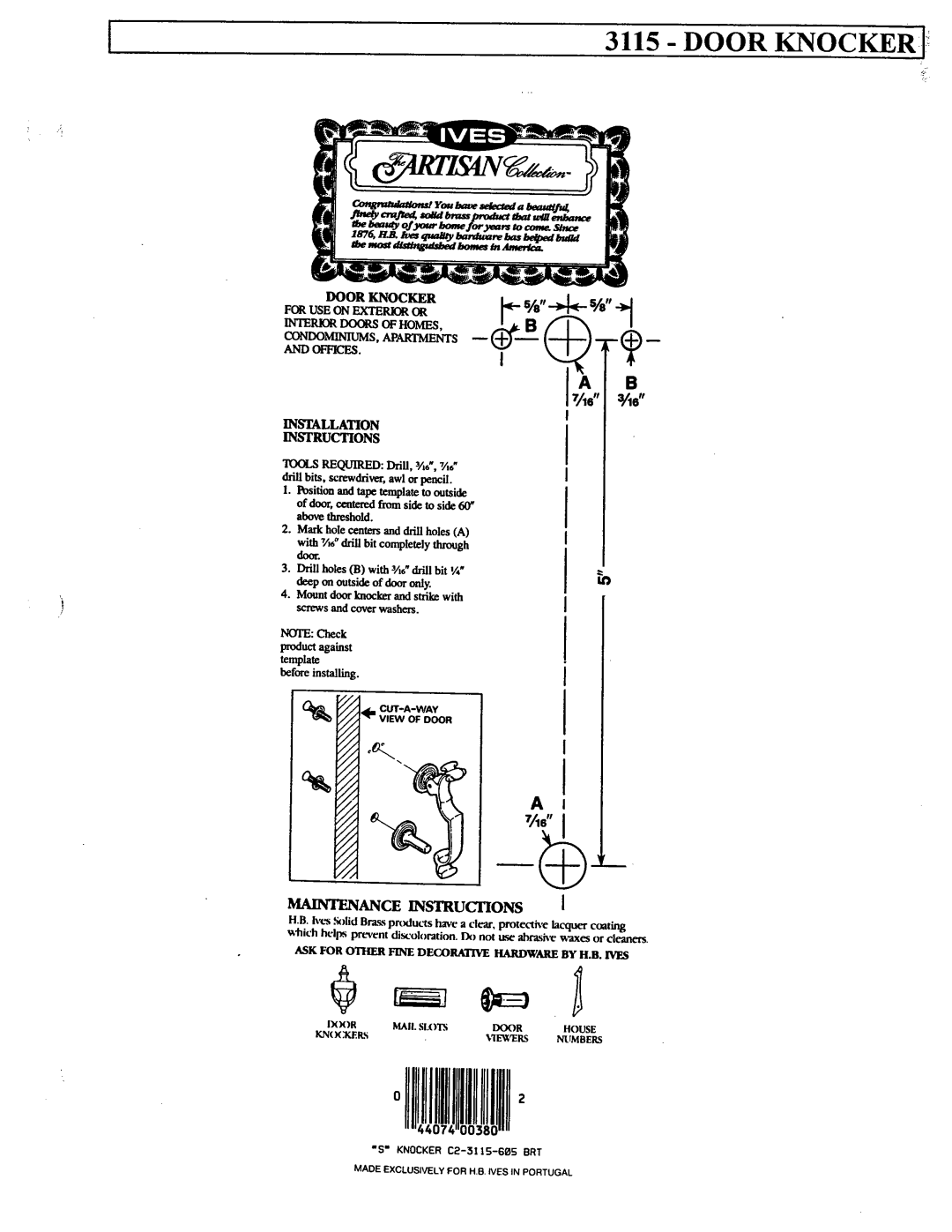 Ives 3115 manual 