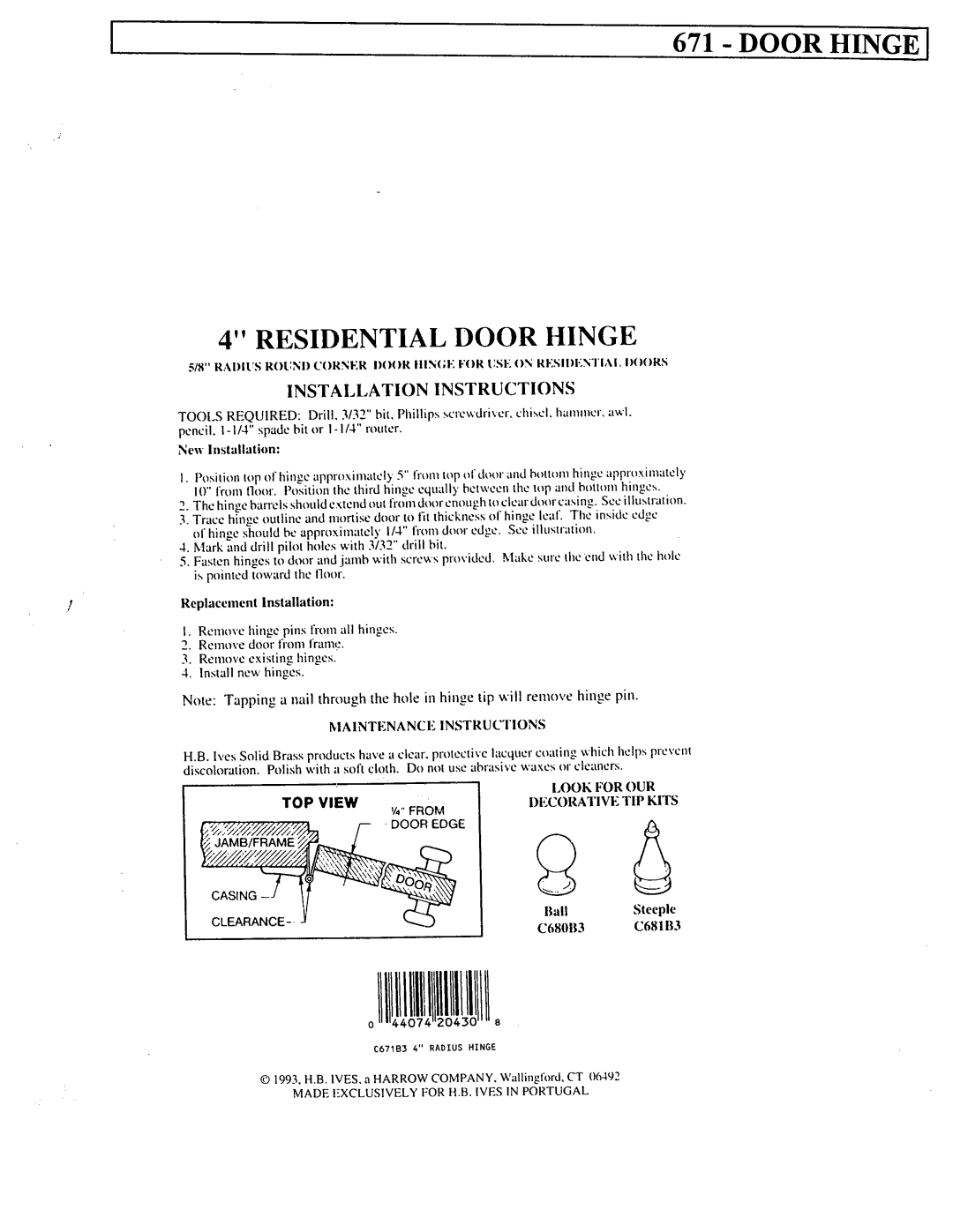 Ives 671 manual 