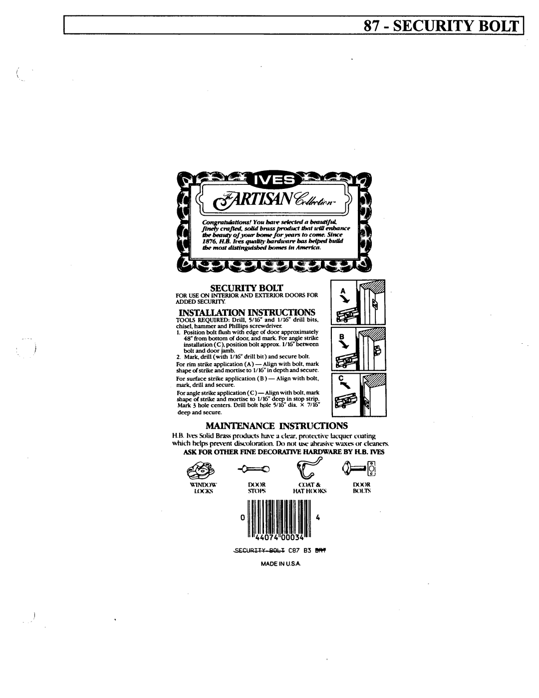 Ives 87 manual 