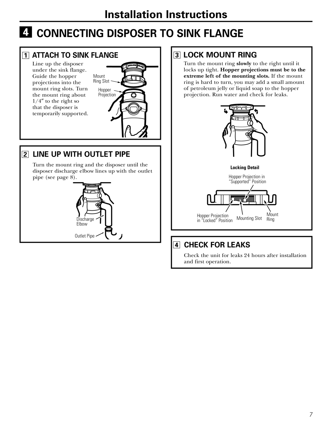 J. A. Henckels GFC1020 Connecting Disposer to Sink Flange, Attach to Sink Flange Lock Mount Ring, Line UP with Outlet Pipe 