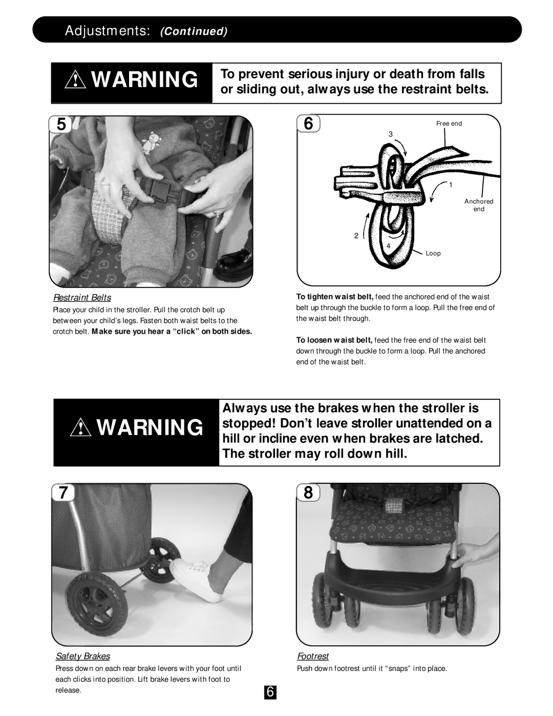 J. Mason FB3154, FM3156 manual Restraint Belts, Safety Brakes 