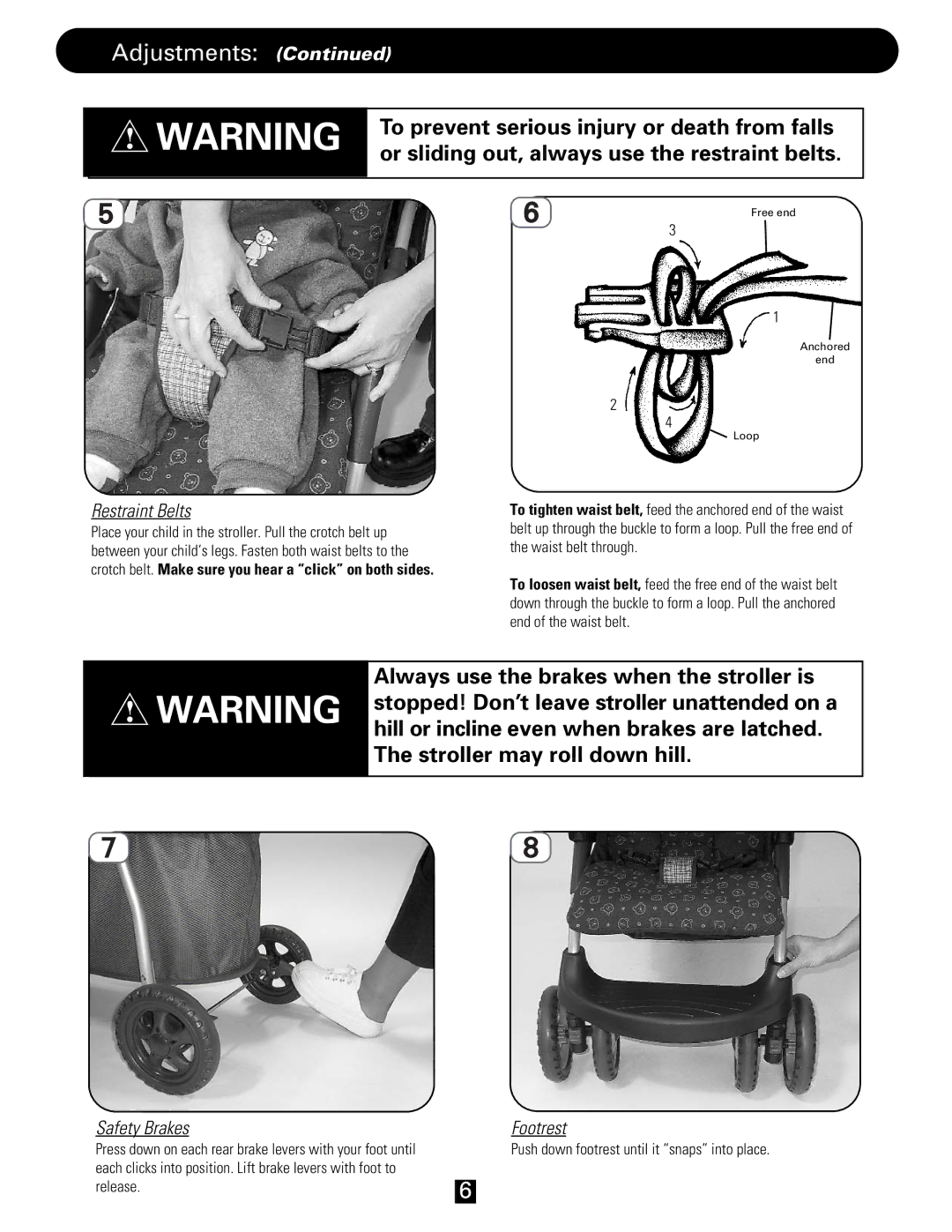 J. Mason FC3148 manual Restraint Belts, Safety Brakes 