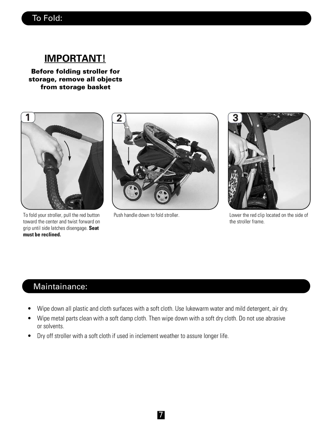 J. Mason FC3148 manual To Fold, Maintainance 