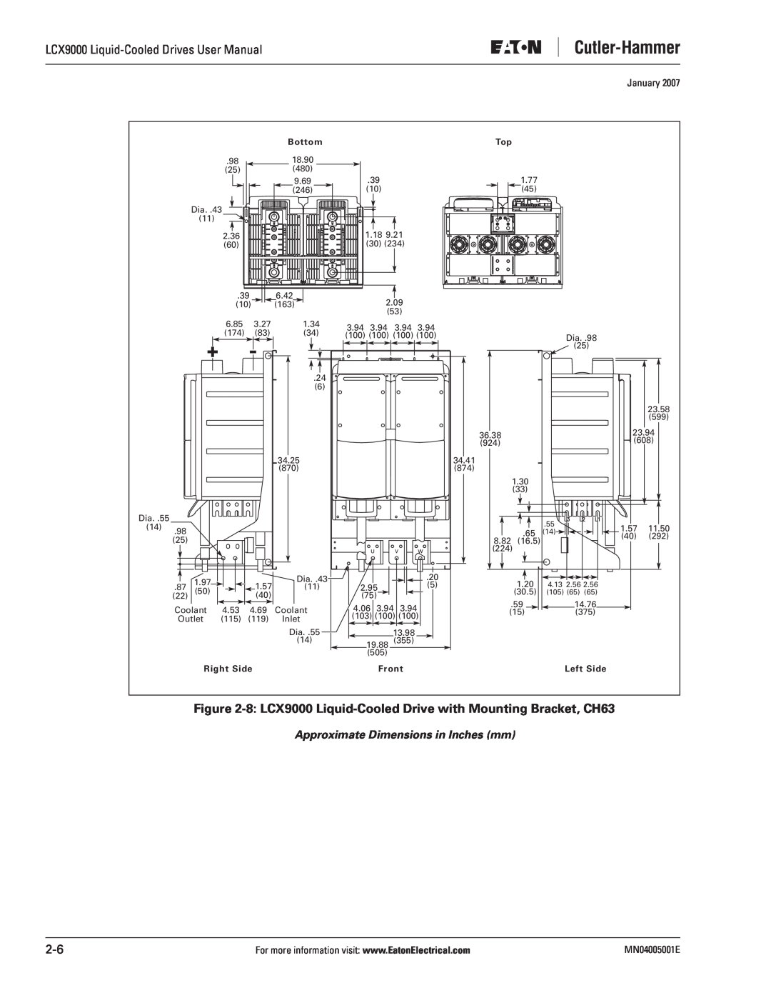 J. T. Eaton 8 LCX9000 Liquid-Cooled Drive with Mounting Bracket, CH63, LCX9000 Liquid-Cooled Drives User Manual 