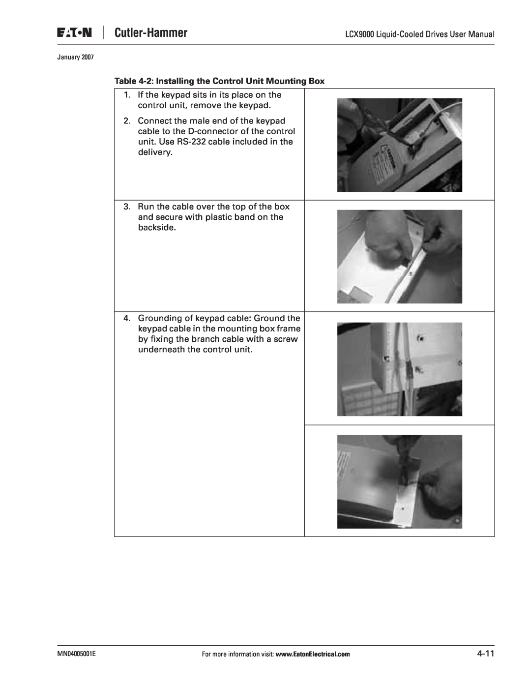 J. T. Eaton LCX9000 user manual 2 Installing the Control Unit Mounting Box 