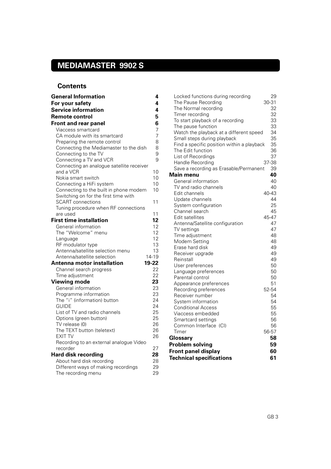 JA Audio 9902S manual Mediamaster 9902 S, Contents 