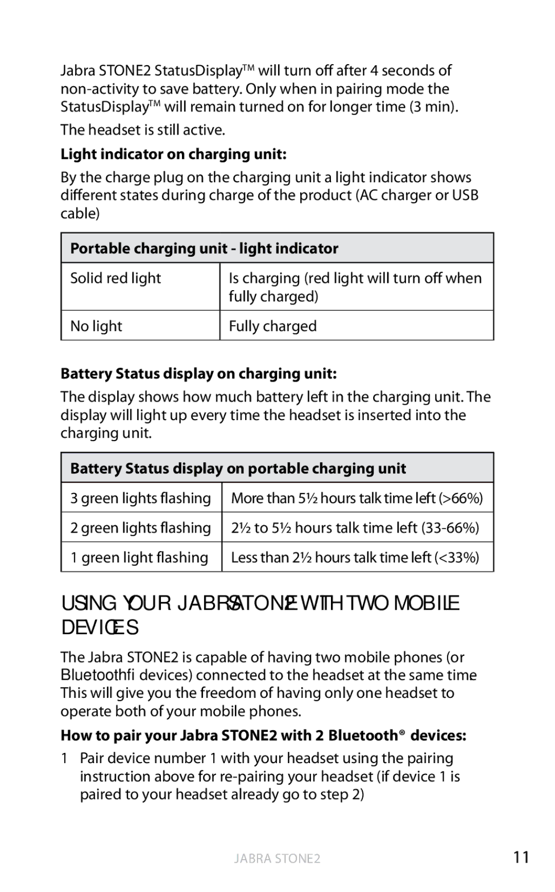 Jabra user manual Using Your Jabra STONE2 with TWO Mobile Devices 