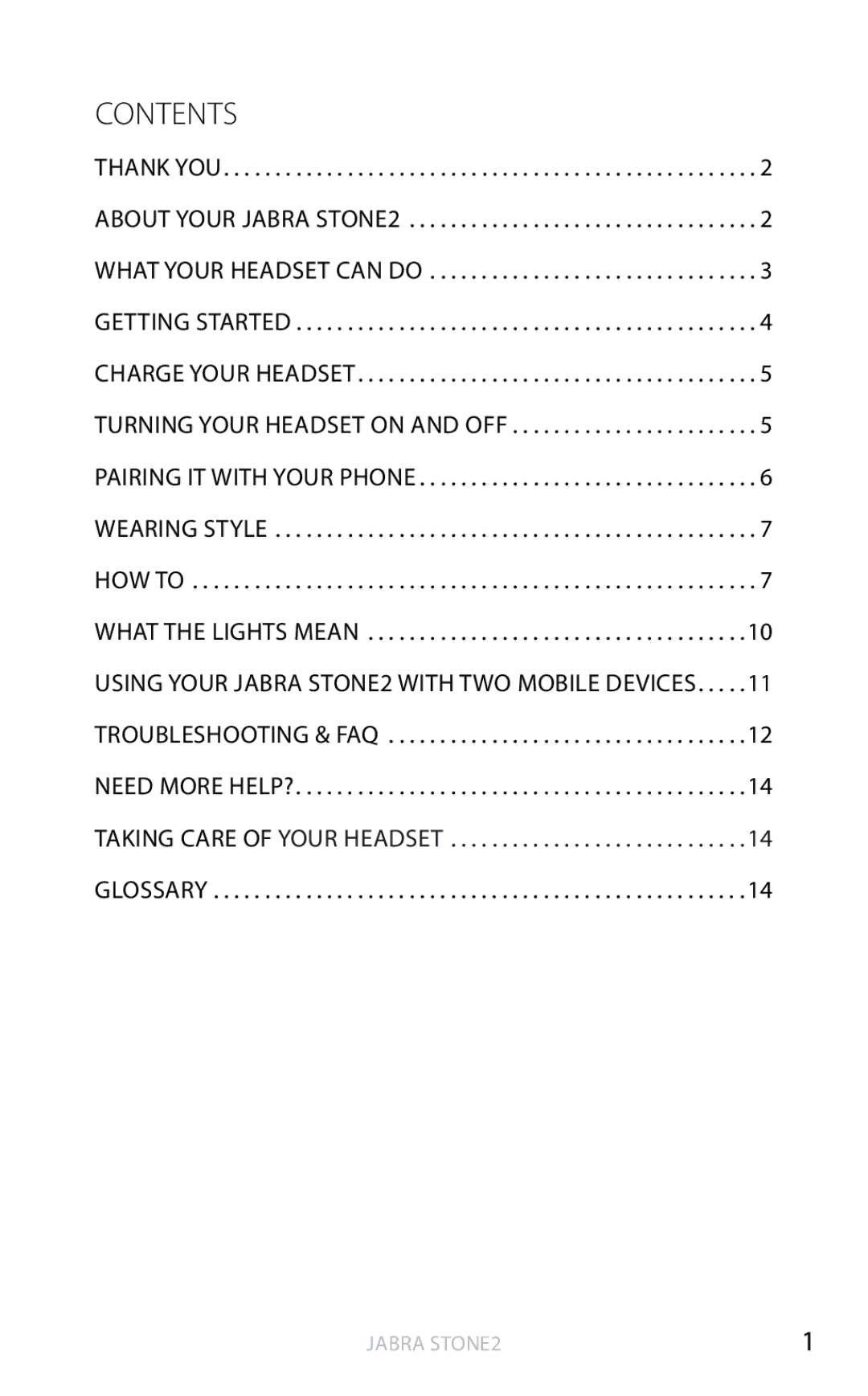 Jabra 2 user manual Contents 