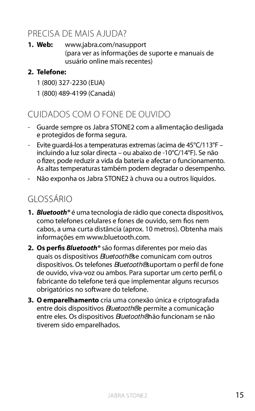 Jabra 2 user manual Glossário, Telefone 