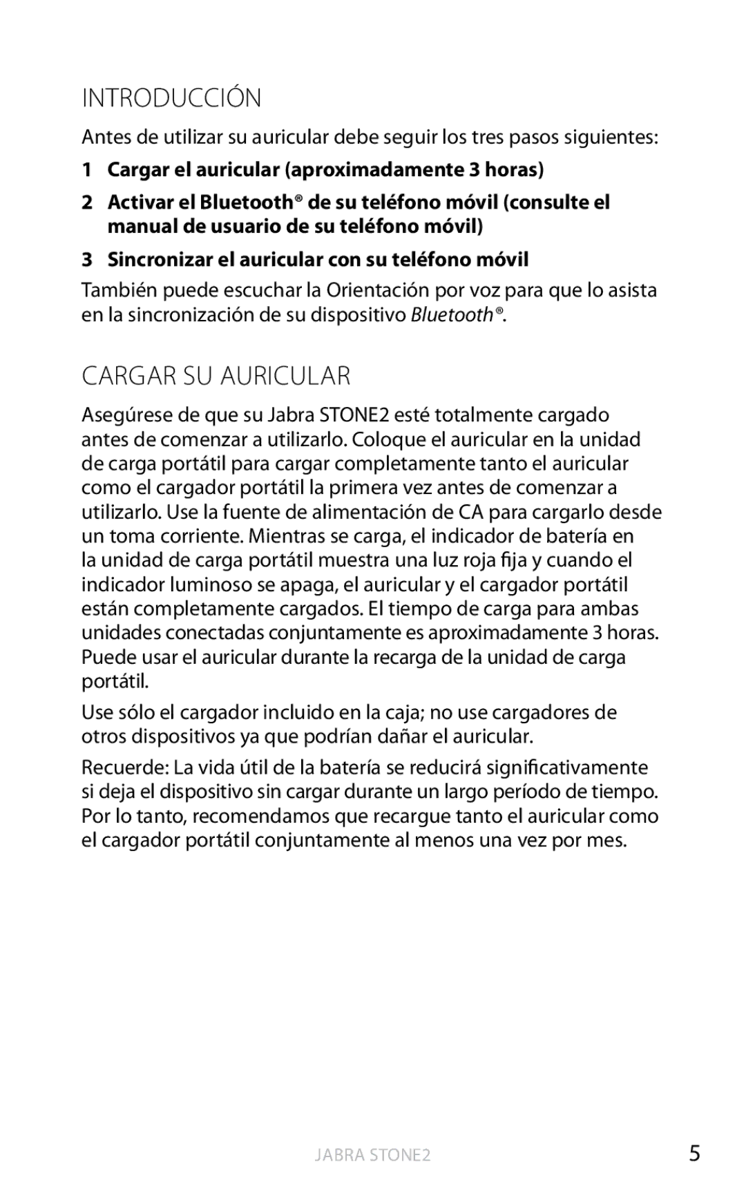 Jabra 2 user manual Introducción, Cargar SU Auricular 