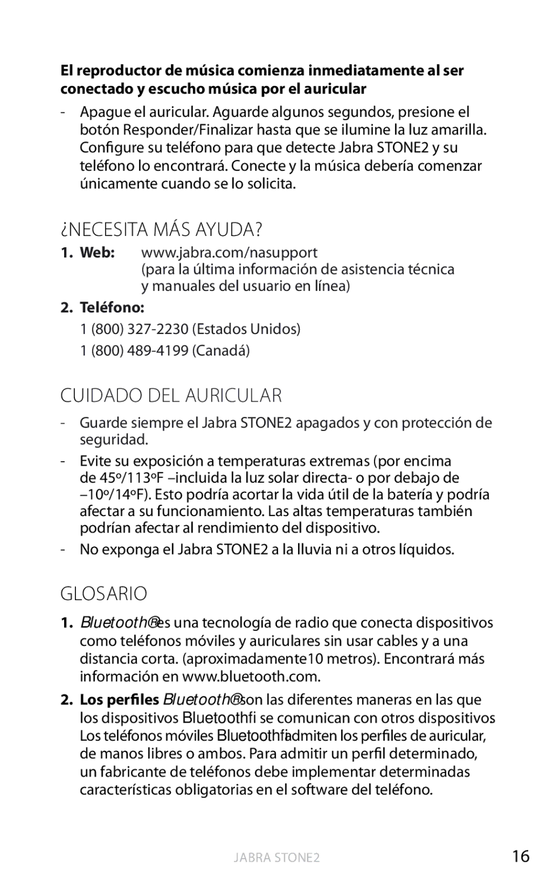 Jabra 2 user manual ¿Necesita más ayuda?, Glosario 