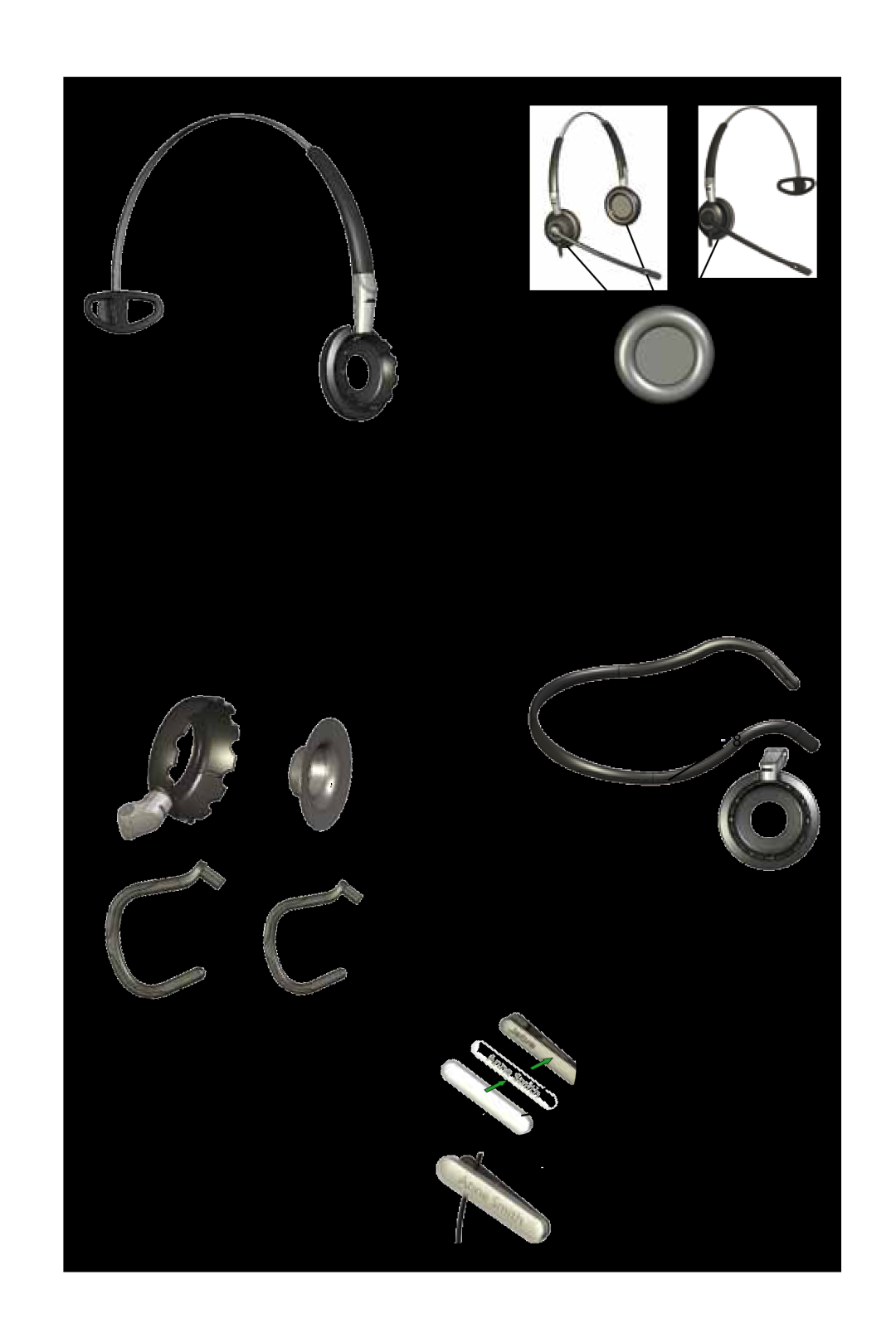 Jabra 2400 Headband Assembly, Ear hook Assembly, Neckband Assembly, Clothing Clip, Headband Ear cushion, Ear hook ring 