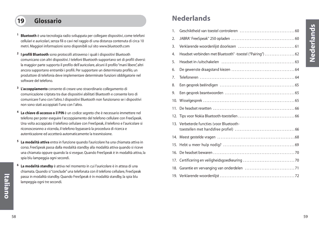 Jabra 250 user manual Nederlands, Glossario, Verbeterde functies voor Bluetooth 