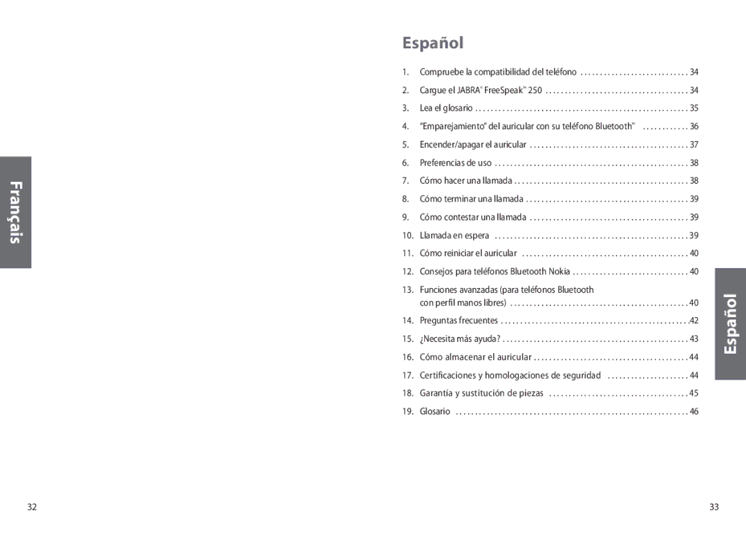 Jabra 250 user manual Español 