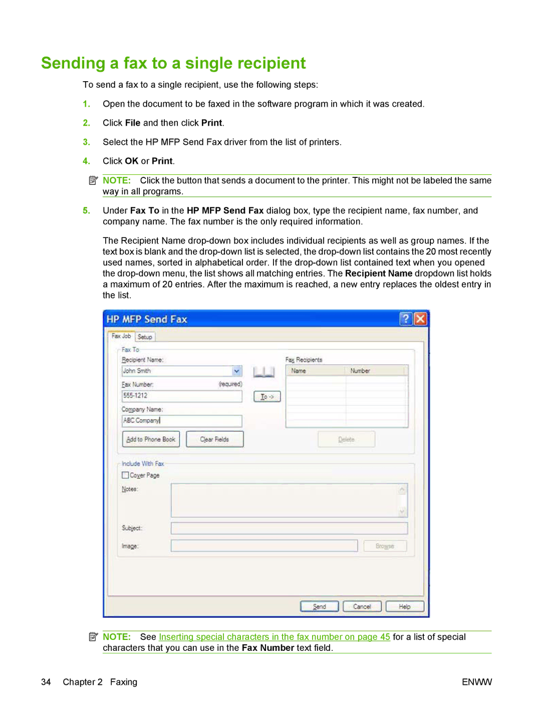 Jabra 300 manual Sending a fax to a single recipient 