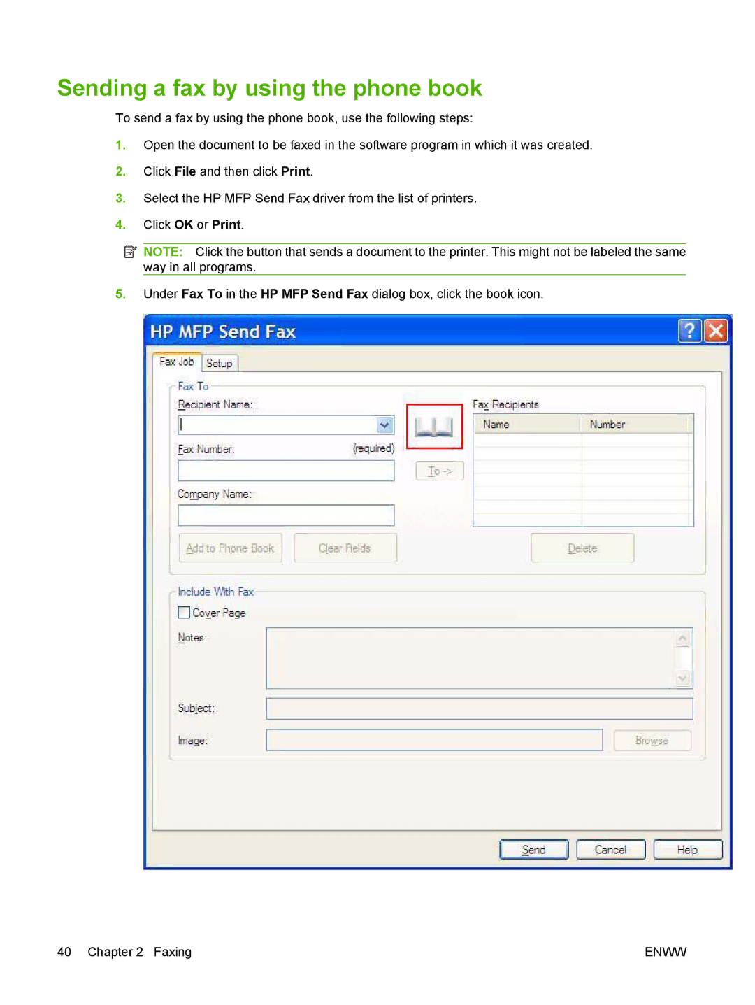 Jabra 300 manual Sending a fax by using the phone book 