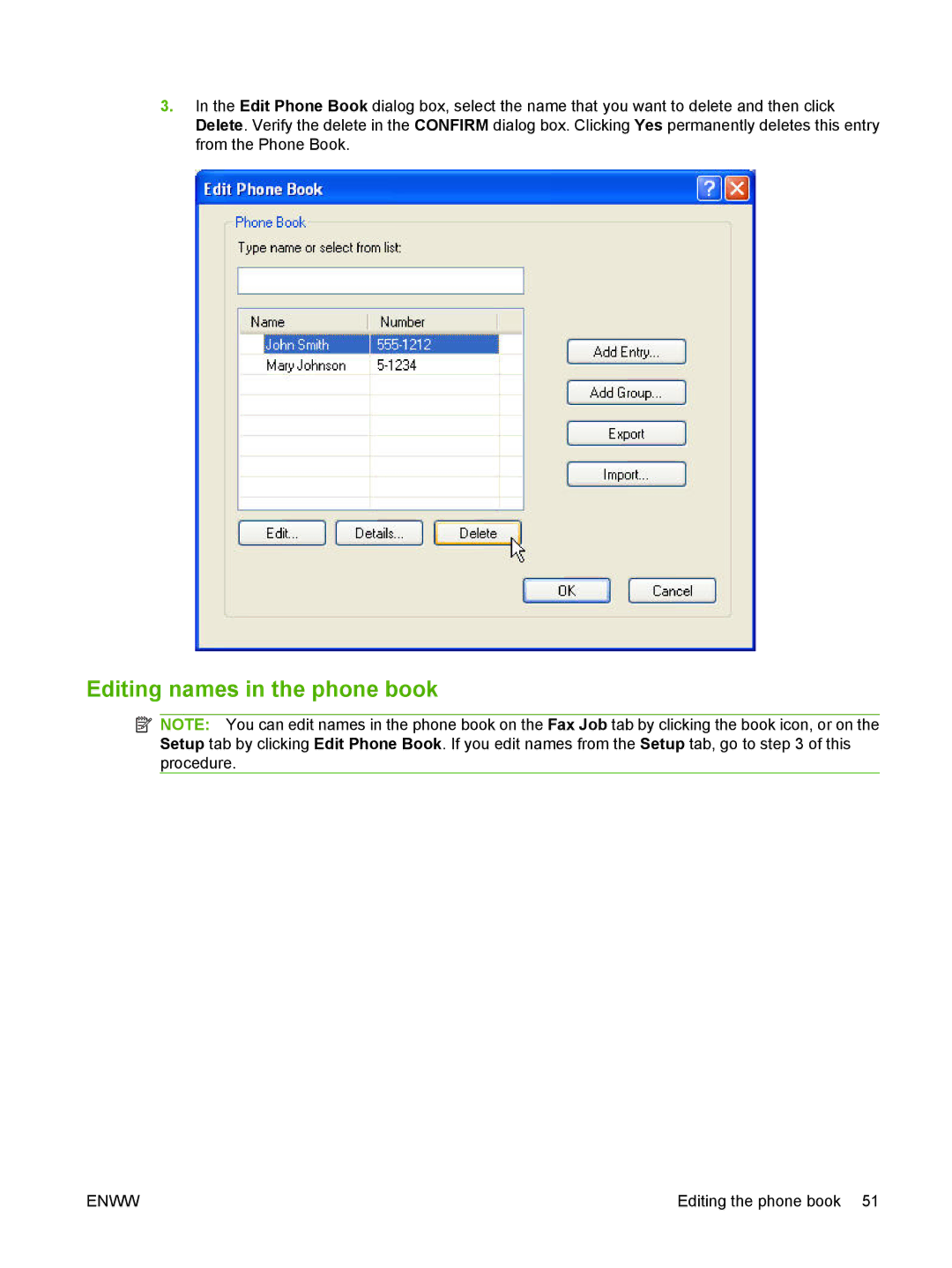 Jabra 300 manual Editing names in the phone book 