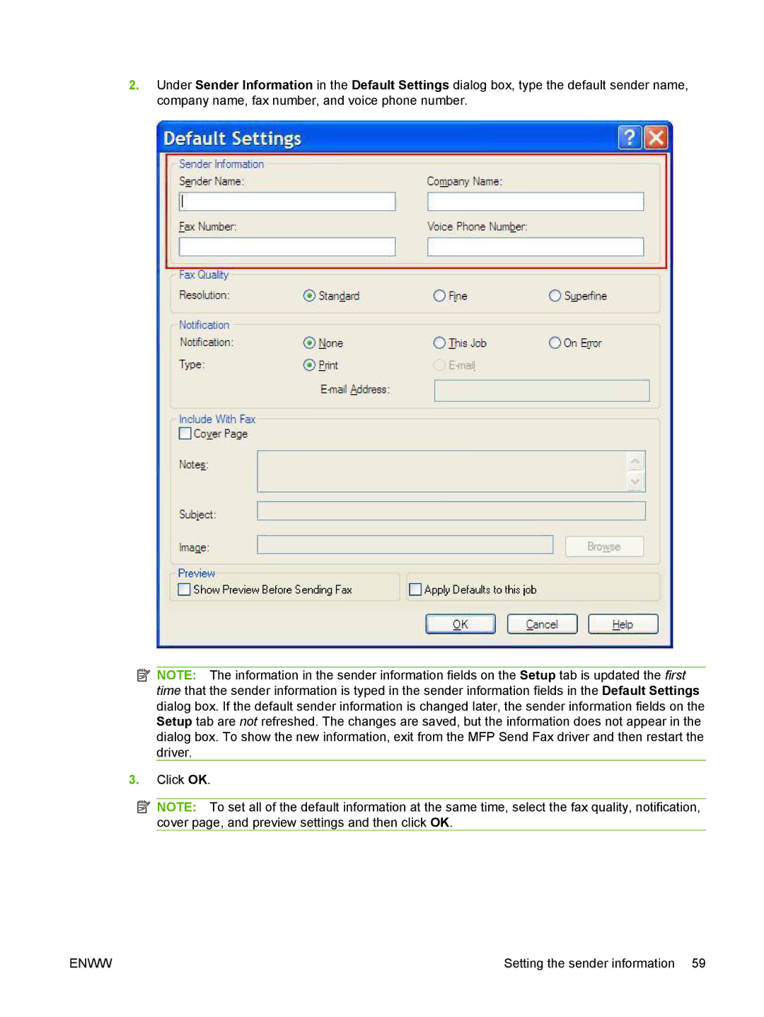 Jabra 300 manual Setting the sender information 