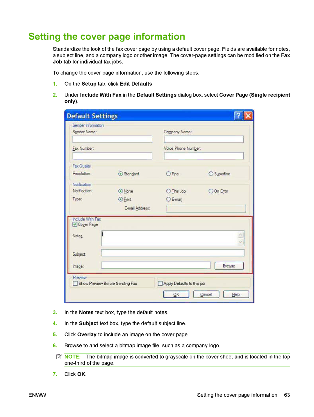 Jabra 300 manual Setting the cover page information 