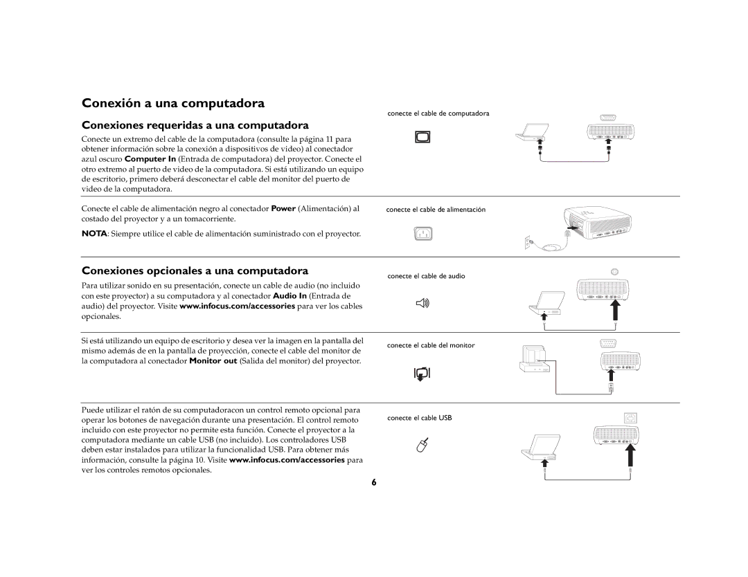 Jabra 4800 Conexión a una computadora, Conexiones requeridas a una computadora, Conexiones opcionales a una computadora 