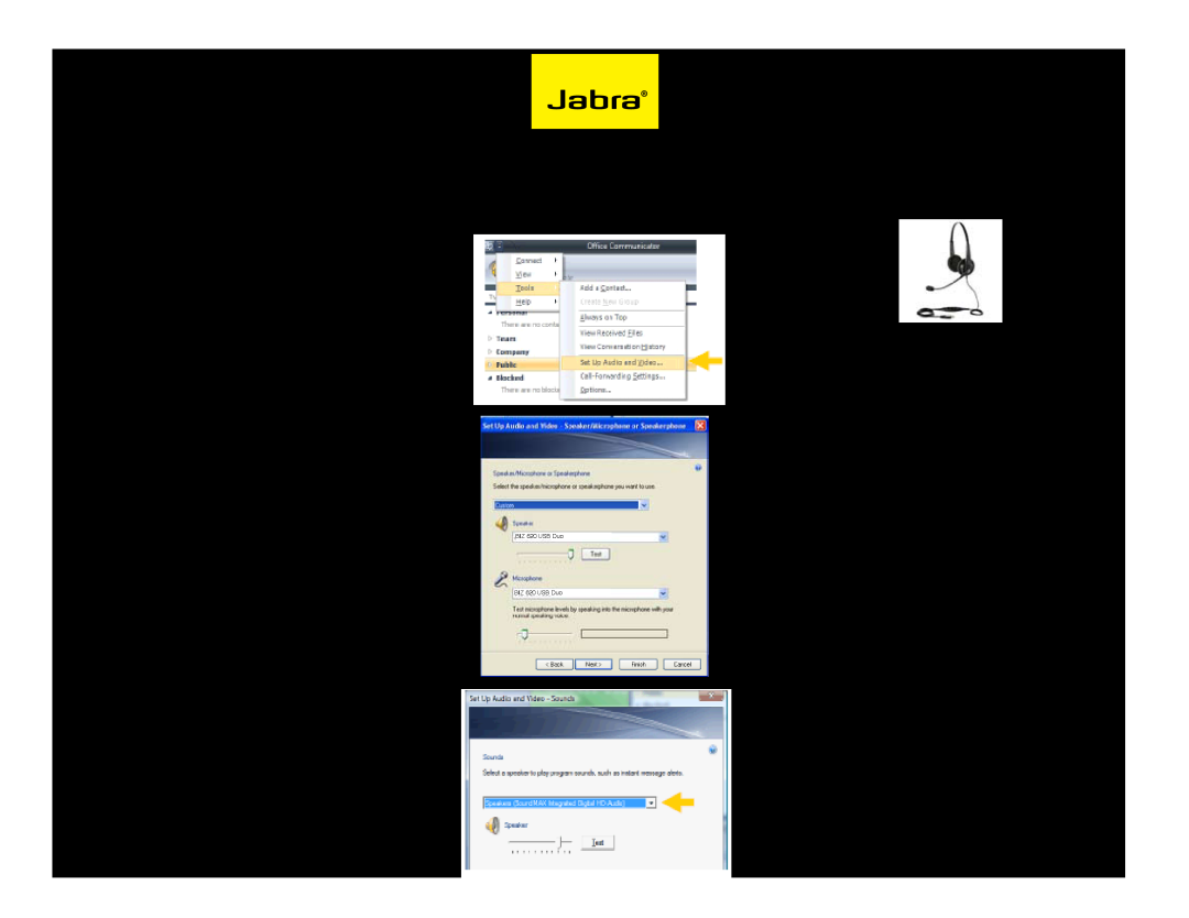 Jabra setup guide Set-UpGuide, BIZ 620 USB Duo, Let’s get started, Select the “Setup Audio and Video…” option 