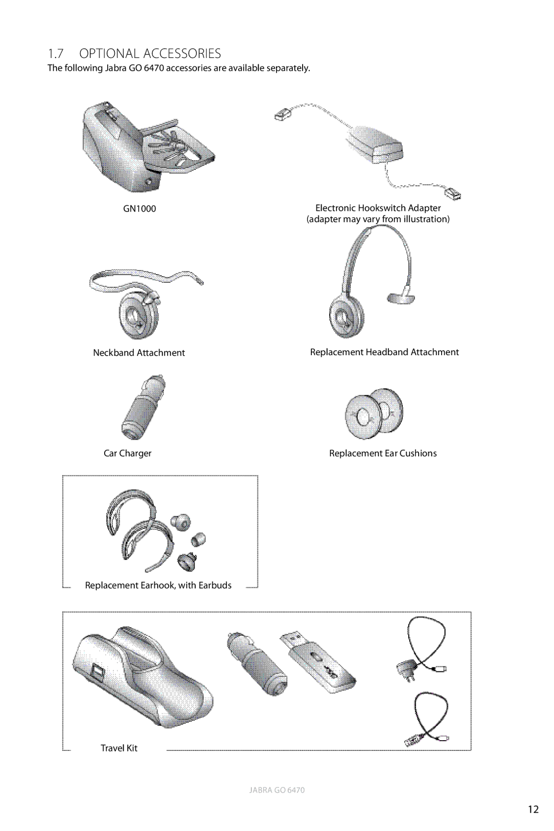 Jabra 6470 user manual Optional Accessories 