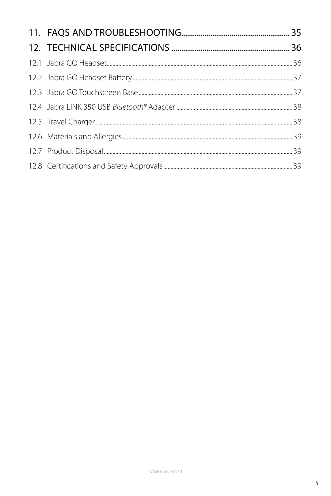 Jabra 6470 user manual 12.1, 12.2, 12.3, 12.4, 12.5, 12.6, 12.7, 12.8 