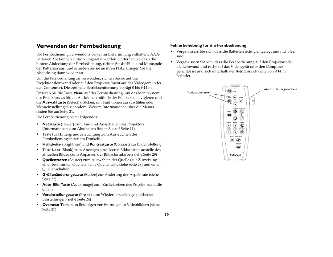 Jabra 7200 manual Verwenden der Fernbedienung, Fehlerbehebung für die Fernbedienung 