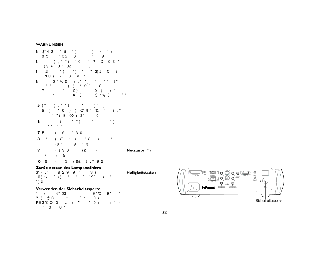 Jabra 7200 manual Zurücksetzen des Lampenzählers, Verwenden der Sicherheitssperre 